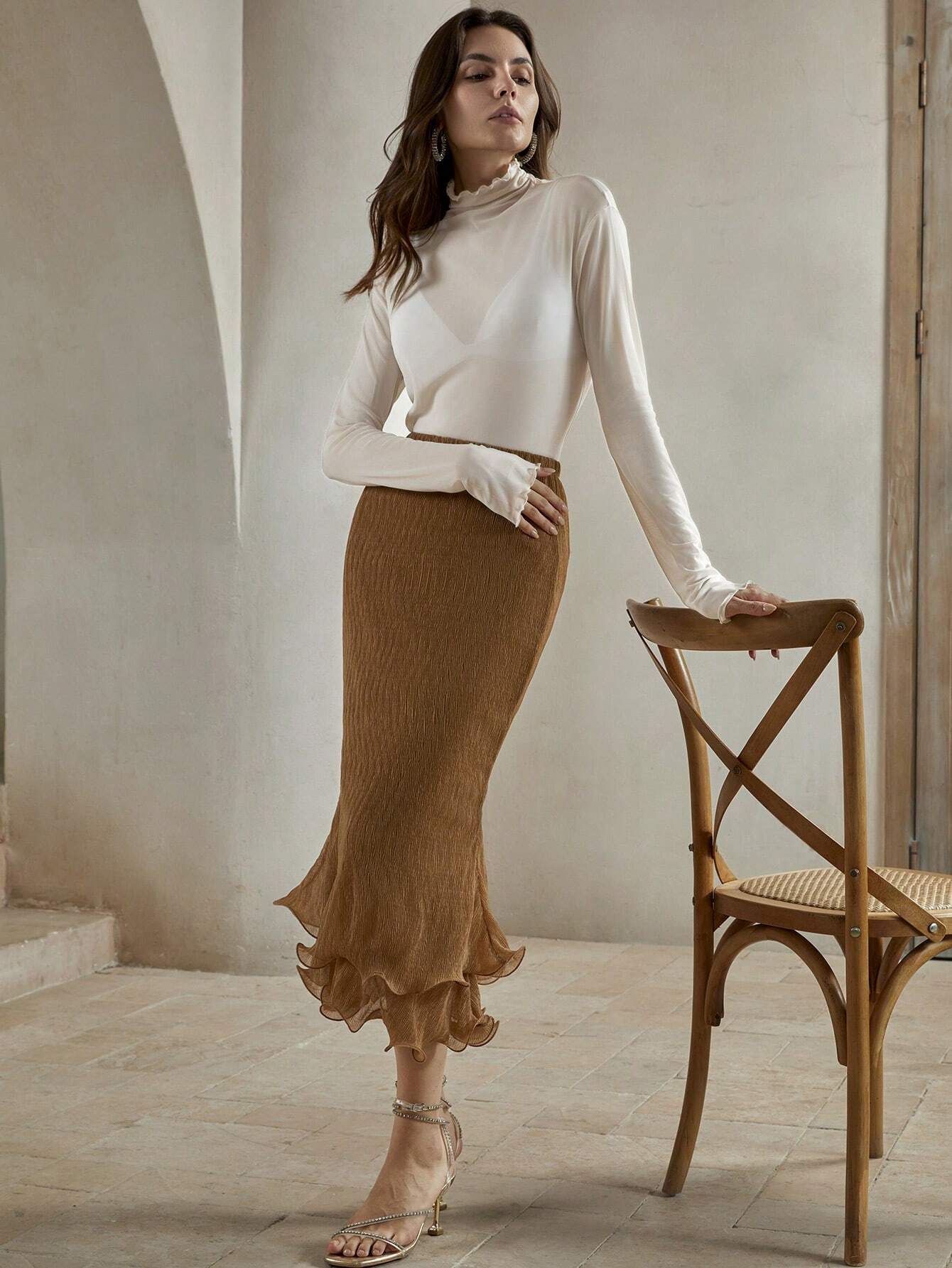 Elegantiškas midi sijonas SilkySet SK0021