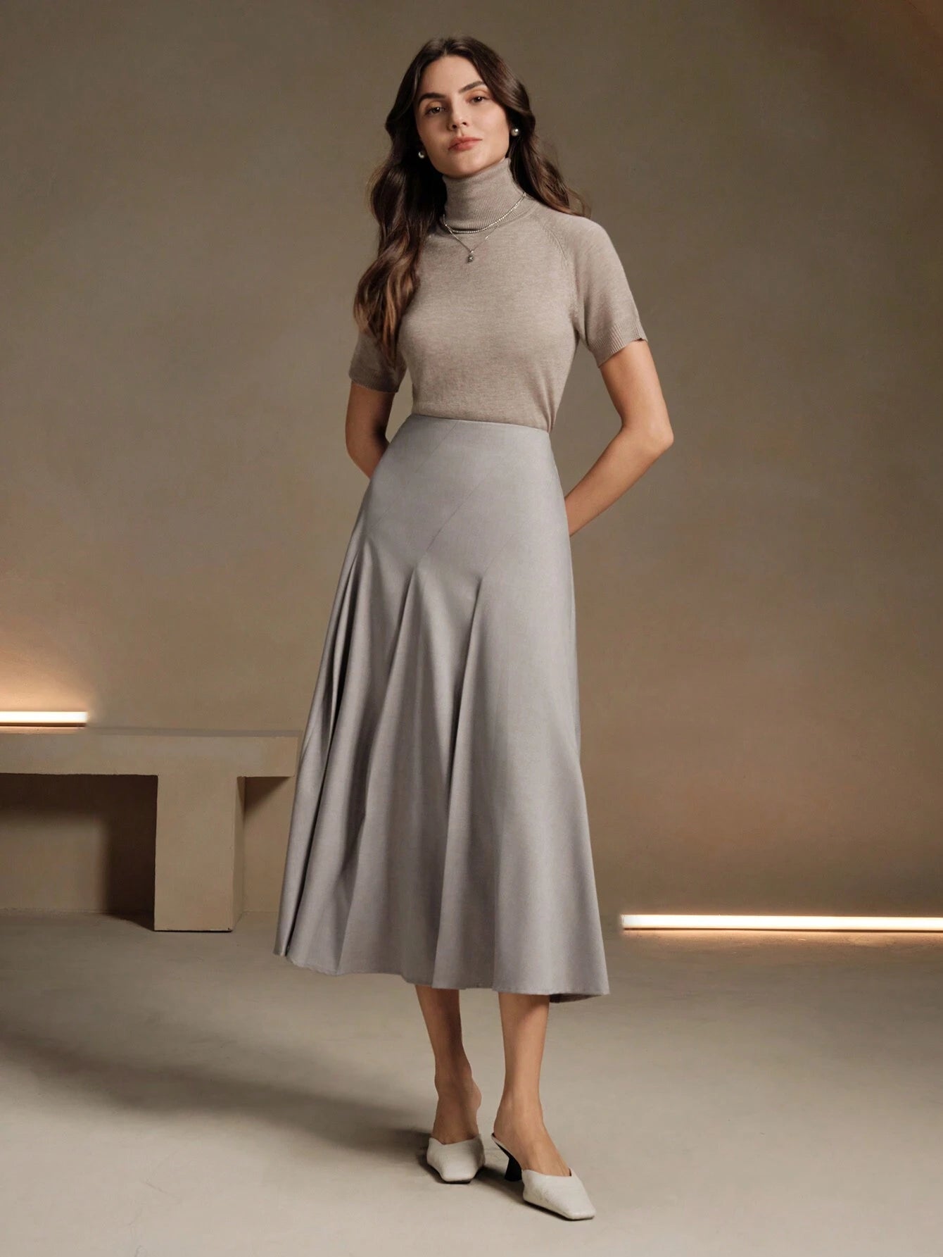 Elegantiškas midi sijonas SilkySet SK0007