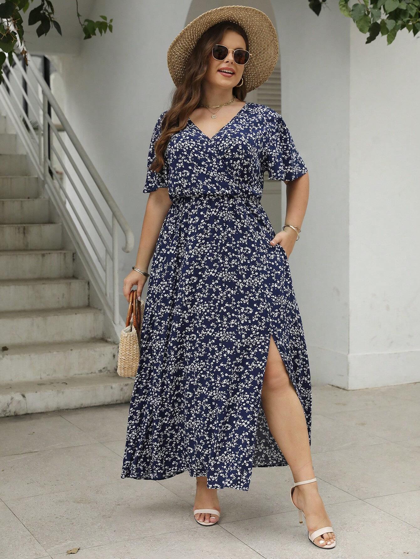 Gėlėta suknelė SilkySet WD0118 (L-5XL)
