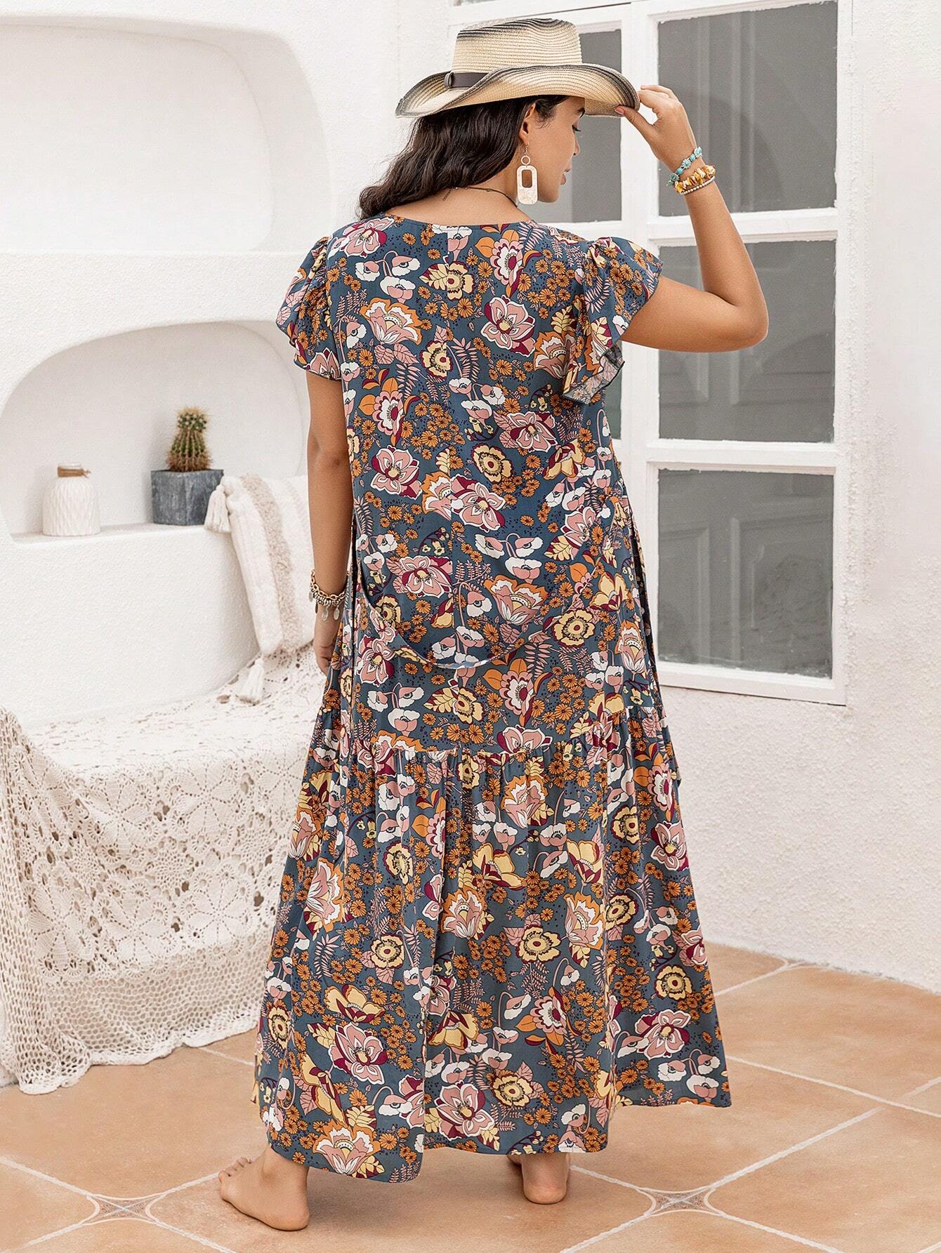 Gėlėta suknelė SilkySet WD0120 (L-4XL)