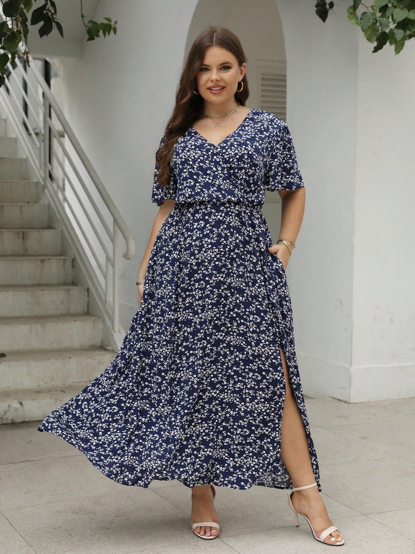 Gėlėta suknelė SilkySet WD0118 (L-5XL)