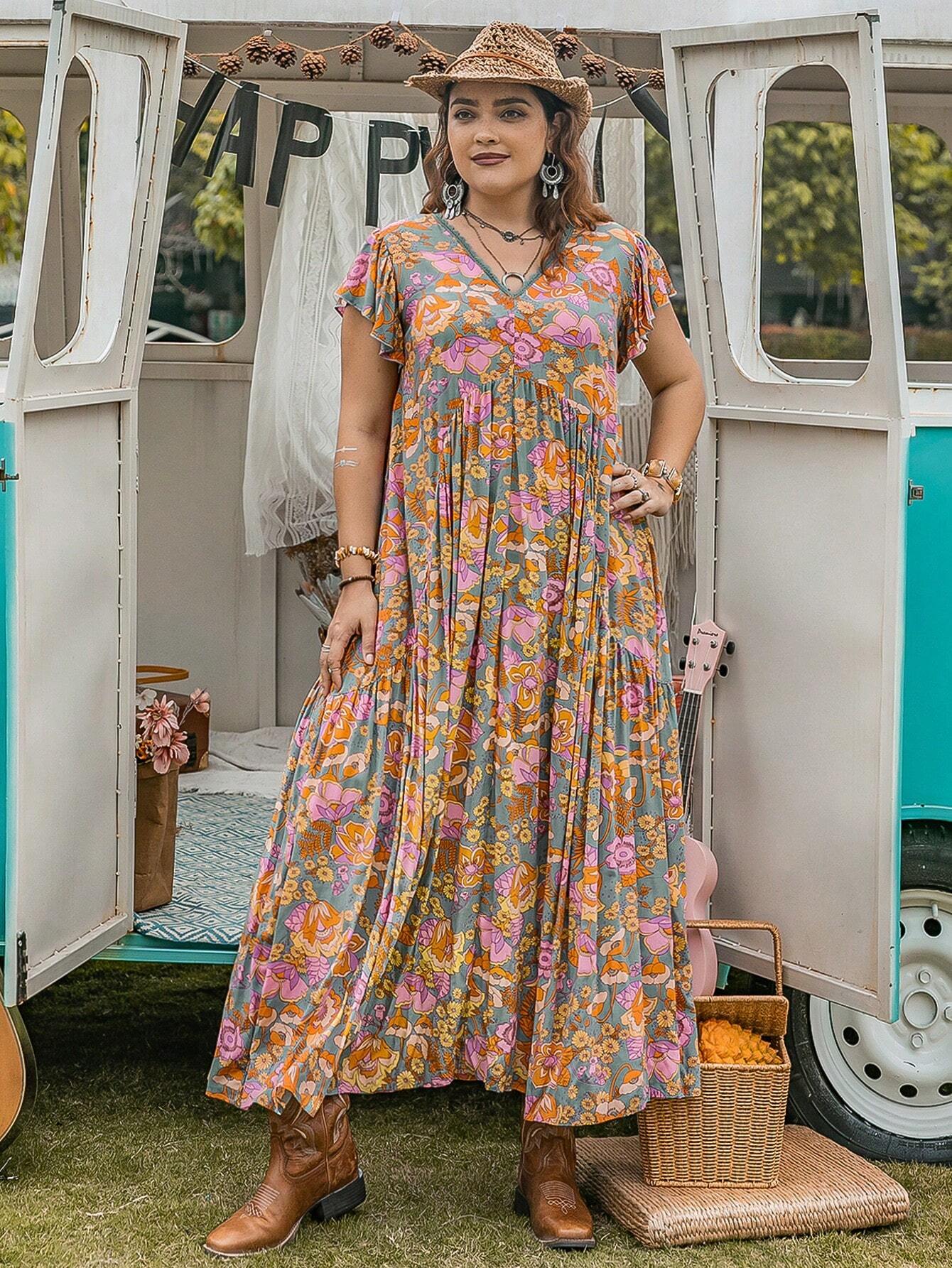 Gėlėta suknelė SilkySet WD0120 (L-4XL)