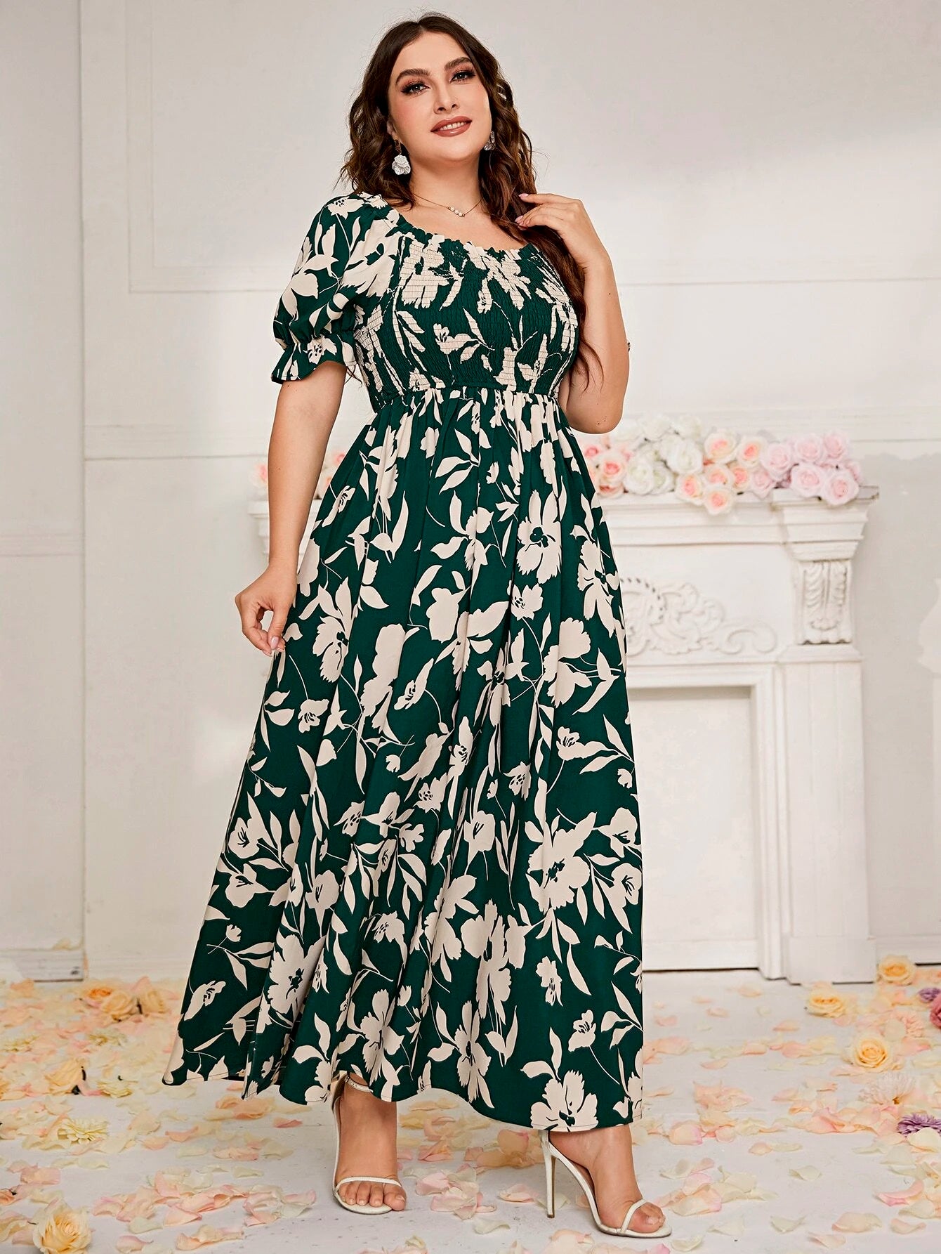 Gėlėta suknelė SilkySet WD0108 (L-4XL)