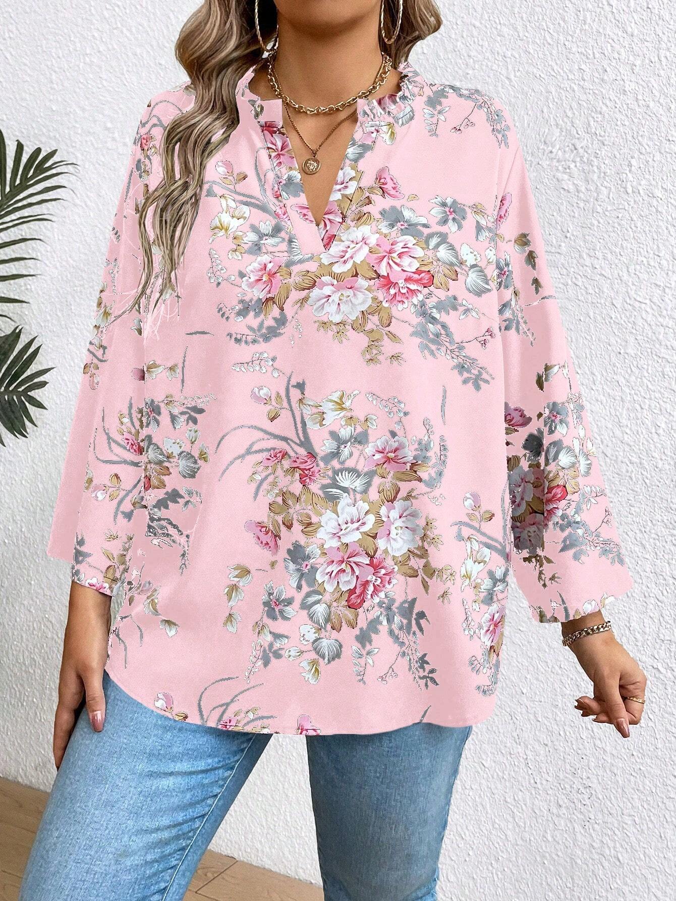 Moteriška gėlėta palaidinė SilkySet WB0038 (L-5XL)