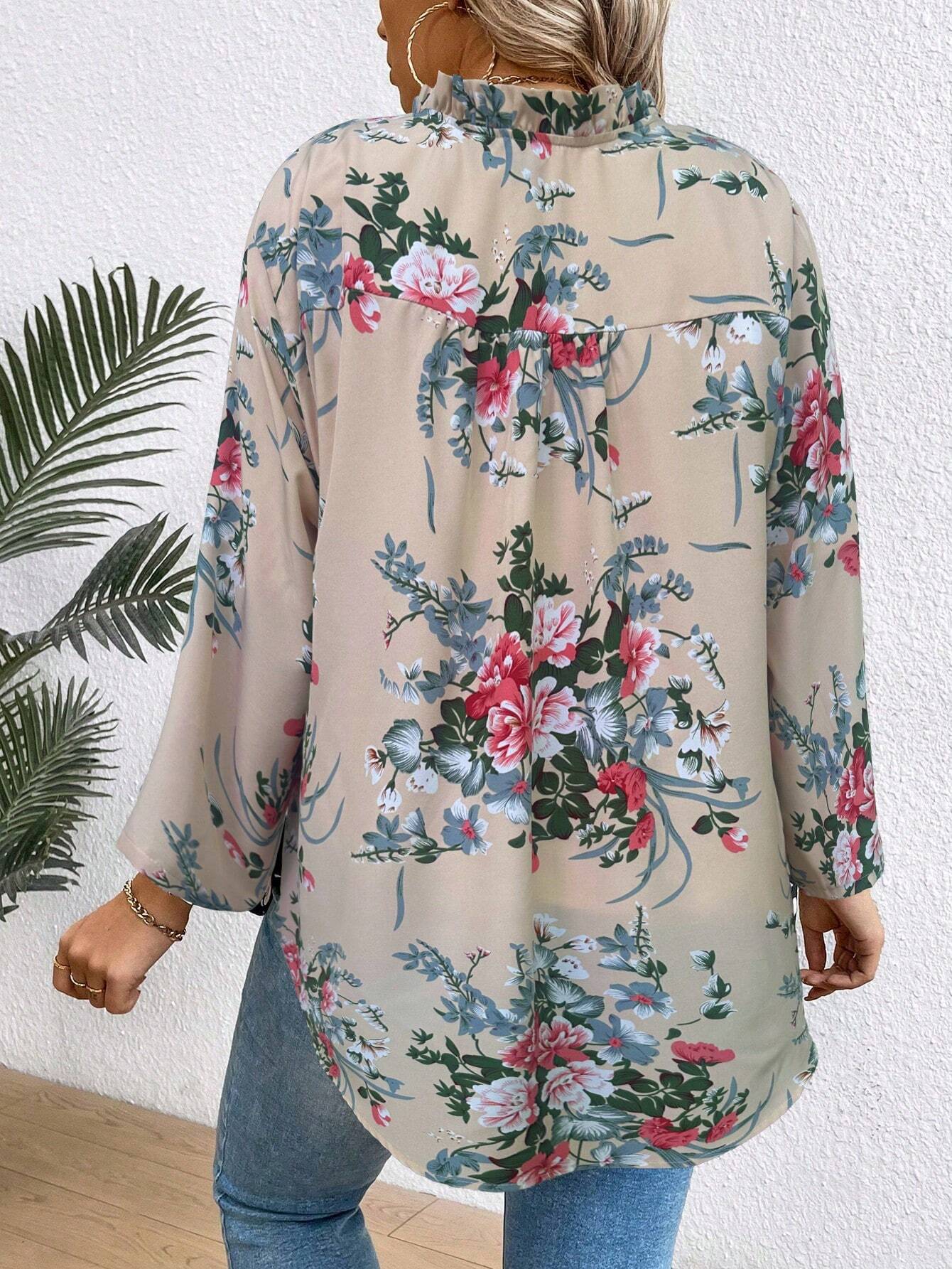 Moteriška gėlėta palaidinė SilkySet WB0038 (L-5XL)