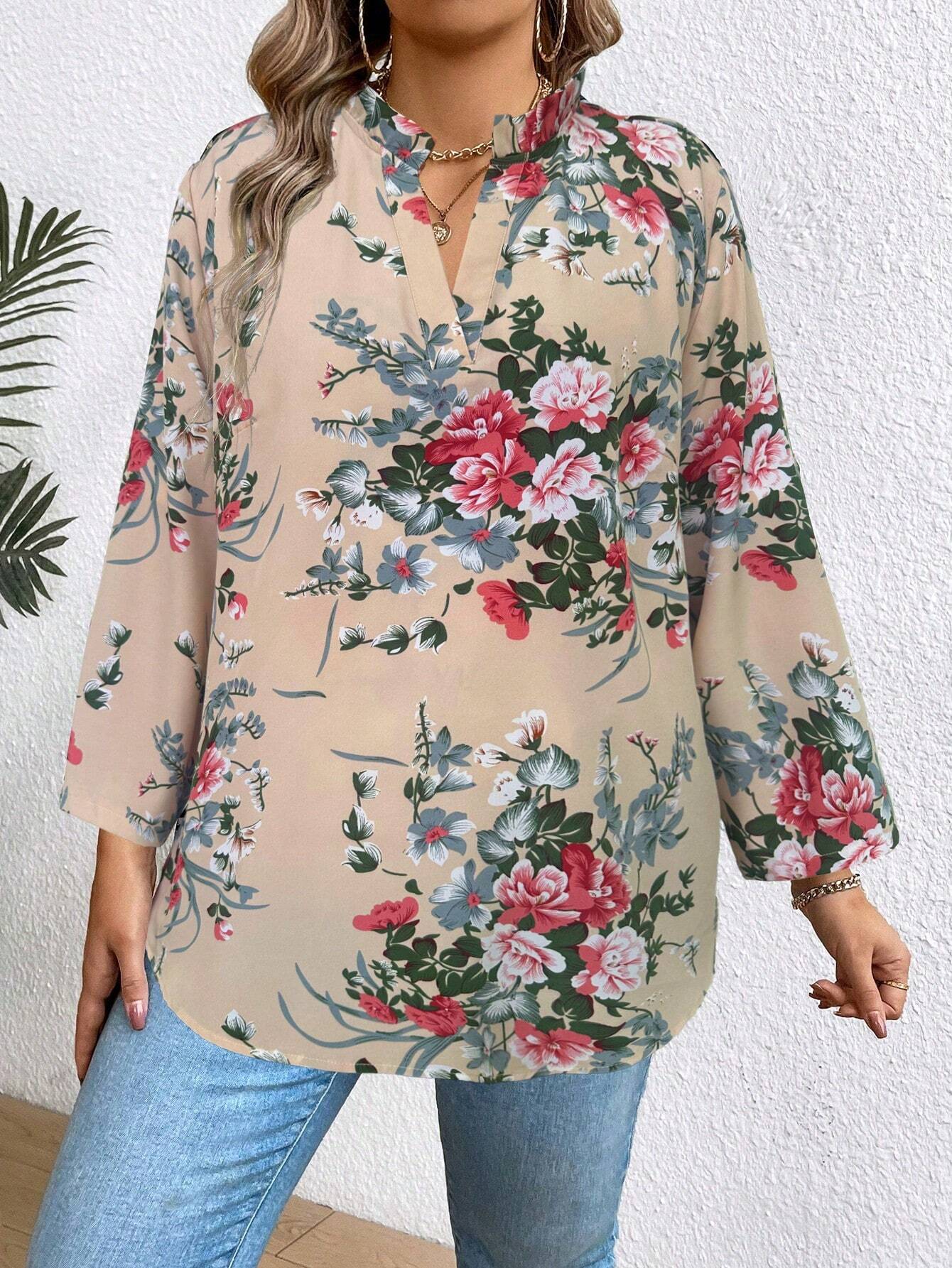 Moteriška gėlėta palaidinė SilkySet WB0038 (L-5XL)