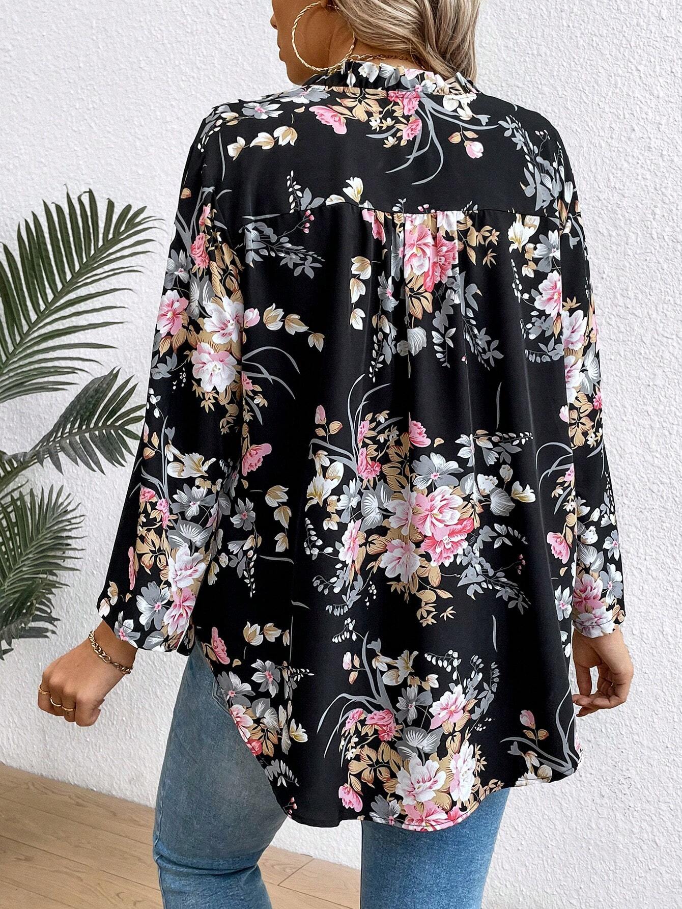 Moteriška gėlėta palaidinė SilkySet WB0038 (L-5XL)