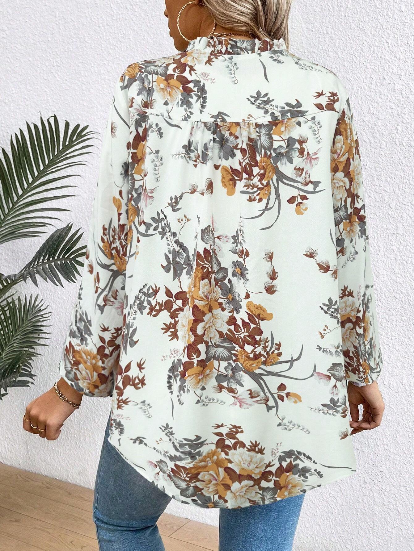 Moteriška gėlėta palaidinė SilkySet WB0038 (L-5XL)