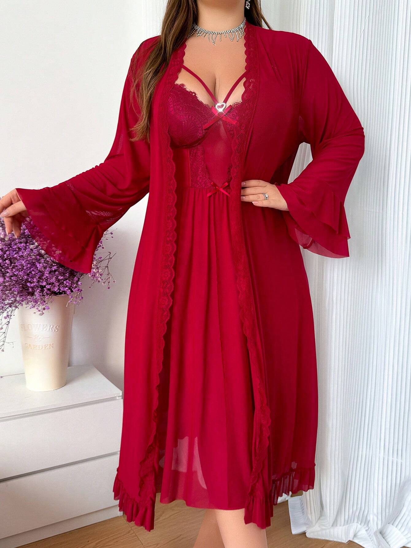 Moteriški naktinukai ir chalatas (XL-4XL) SilkySet MN0586