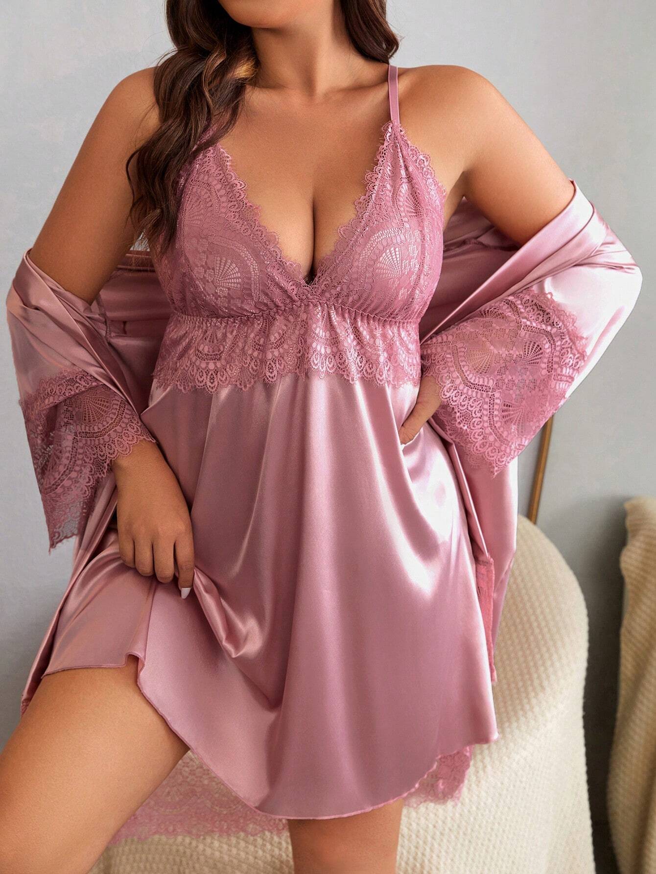 Moteriški naktinukai ir chalatas (XL-5XL) SilkySet MN0582