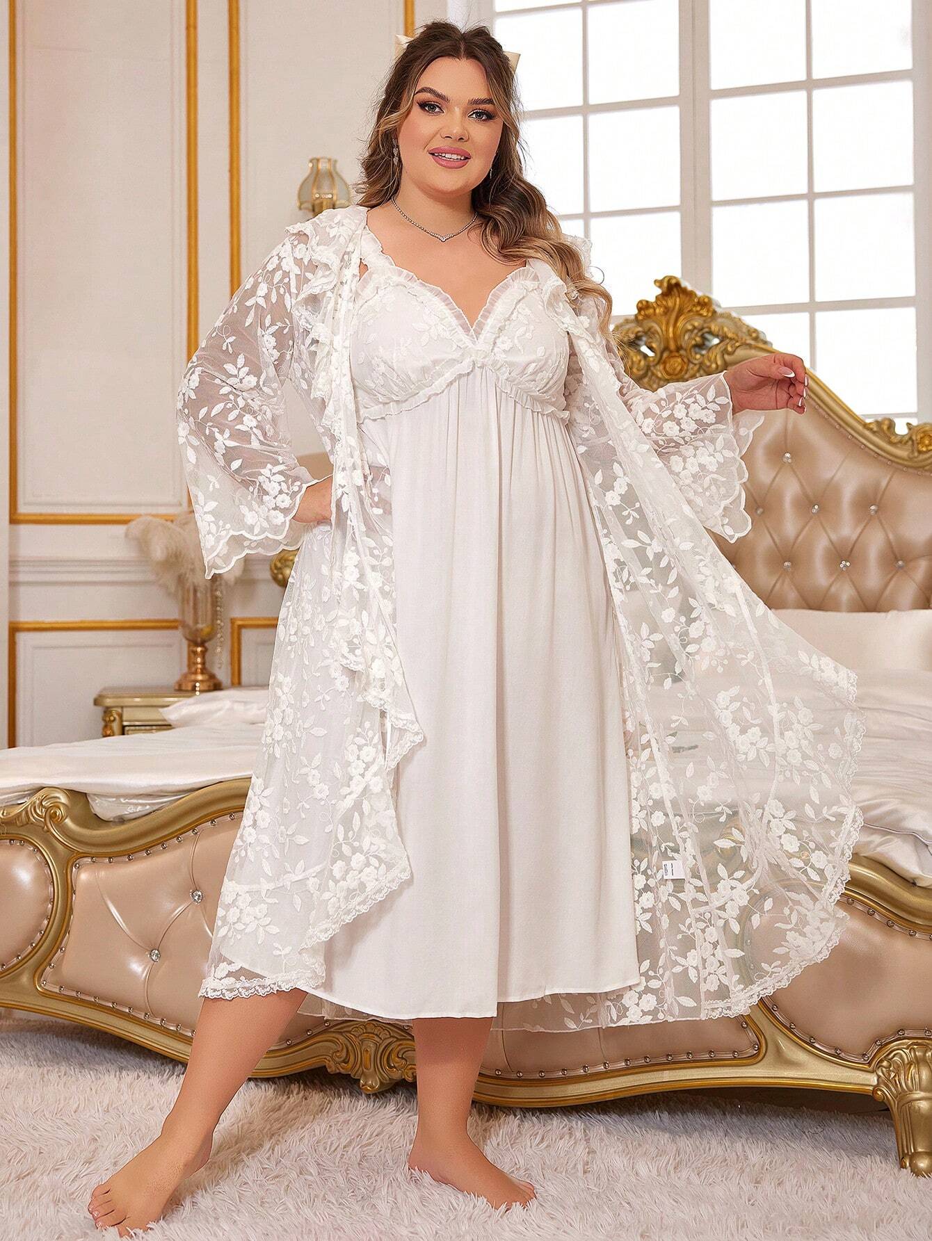 Moteriški naktinukai ir chalatas SilkySet MN0650 (XL-4XL)