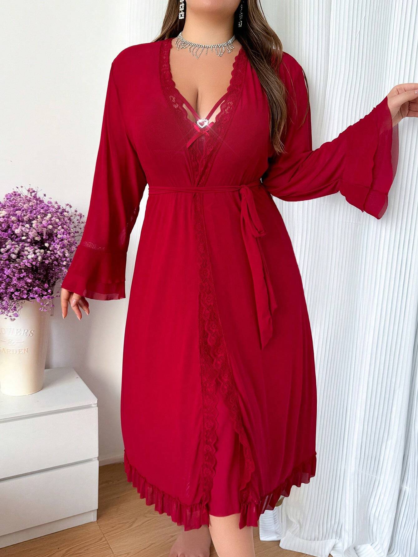 Moteriški naktinukai ir chalatas (XL-4XL) SilkySet MN0586