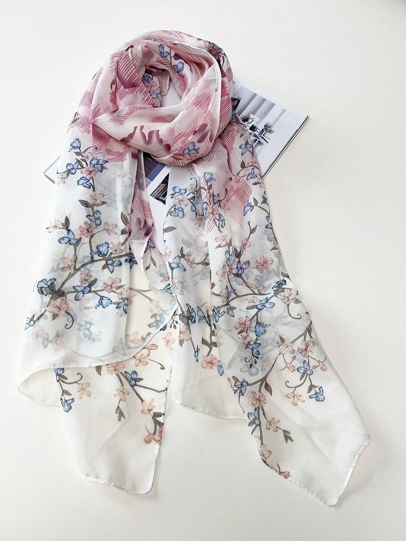 Gėlėtas šalikas SilkySet ML0058