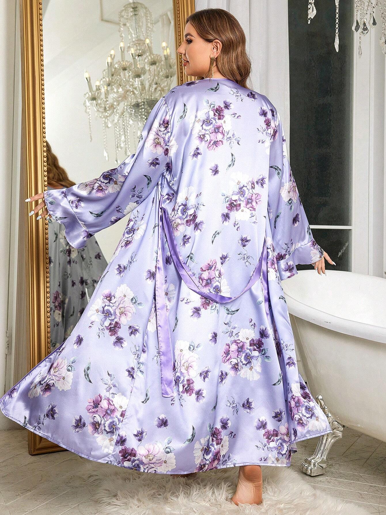 Satino naktinukai ir chalatas SilkySet MN0325 (XL-5XL)