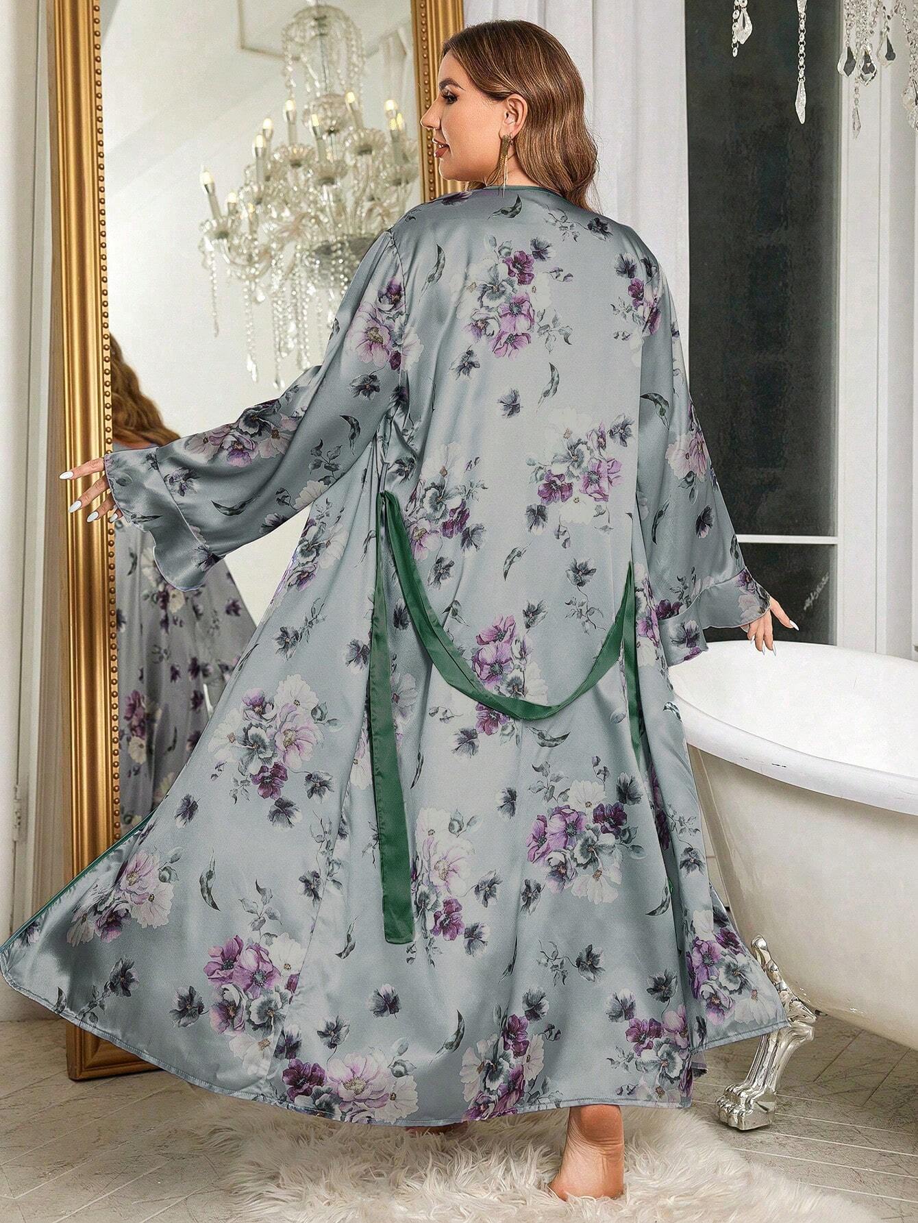 Satino naktinukai ir chalatas SilkySet MN0325 (XL-5XL)
