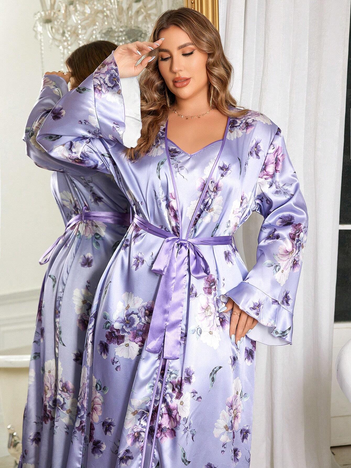 Satino naktinukai ir chalatas SilkySet MN0325 (XL-5XL)
