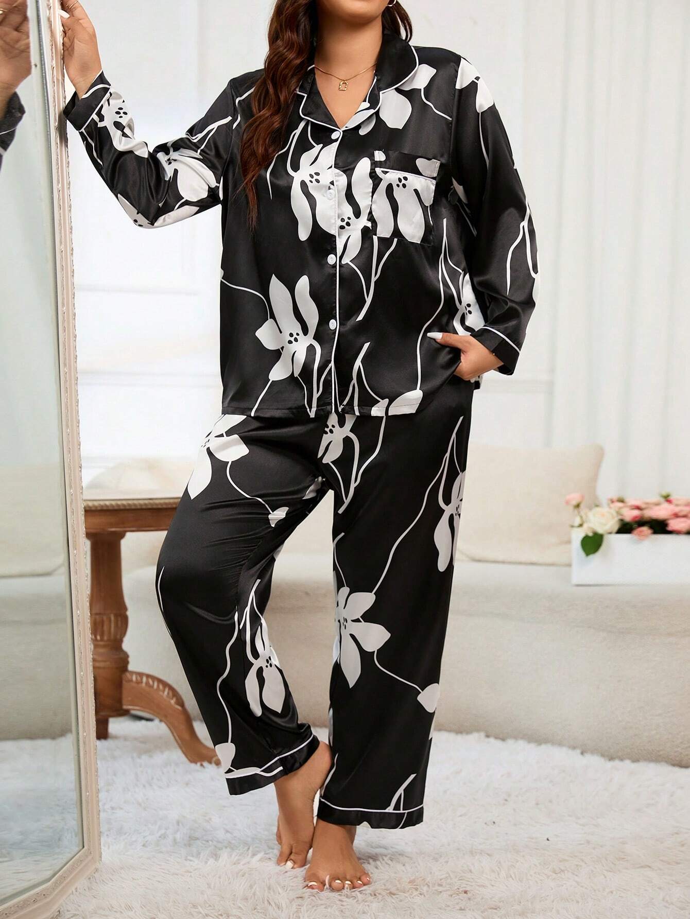 Satino pižama SilkySet MN0288 (XL-5XL)