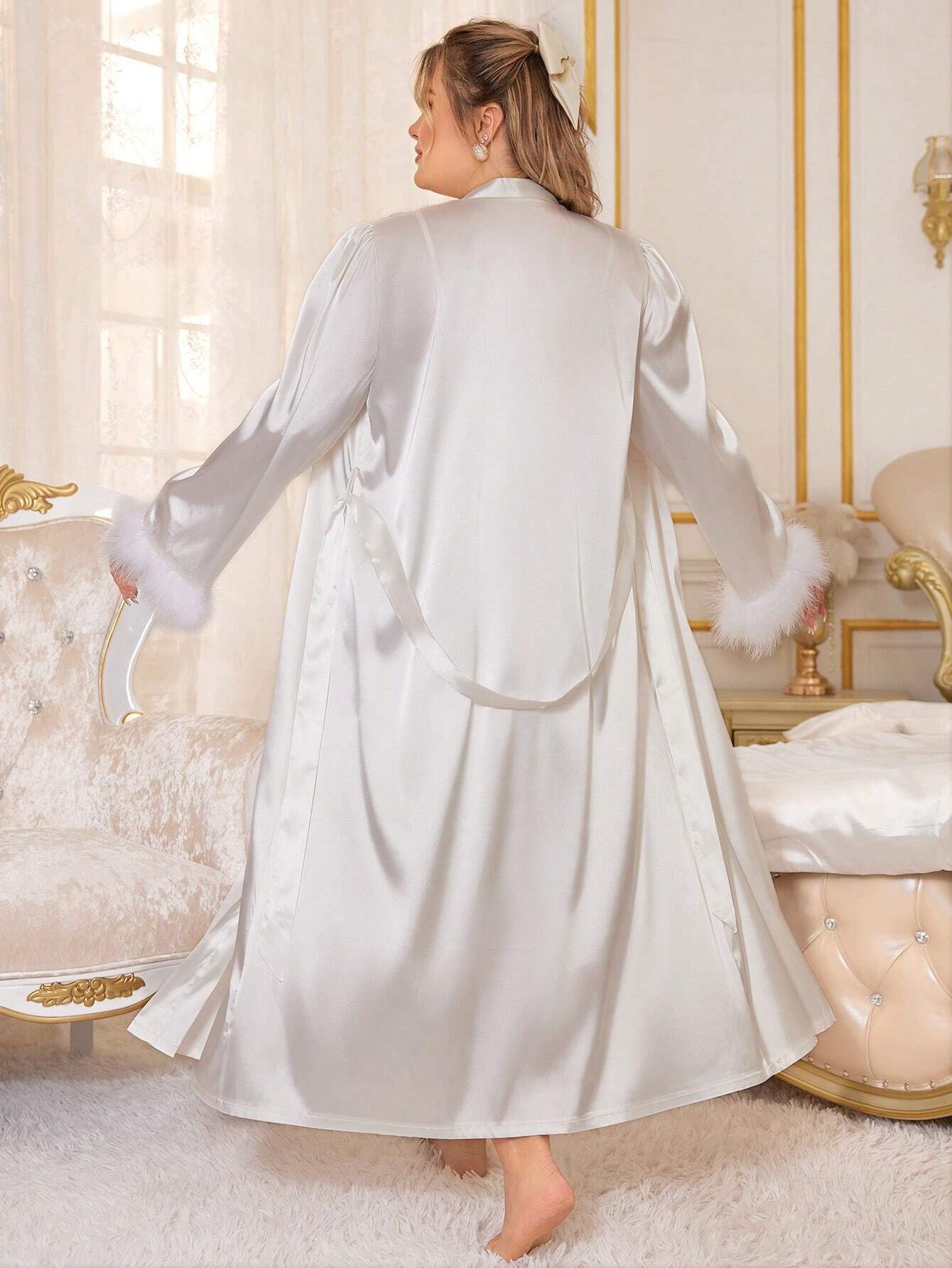 Satino naktinukai ir chalatas SilkySet MN0438 (XL-4XL)