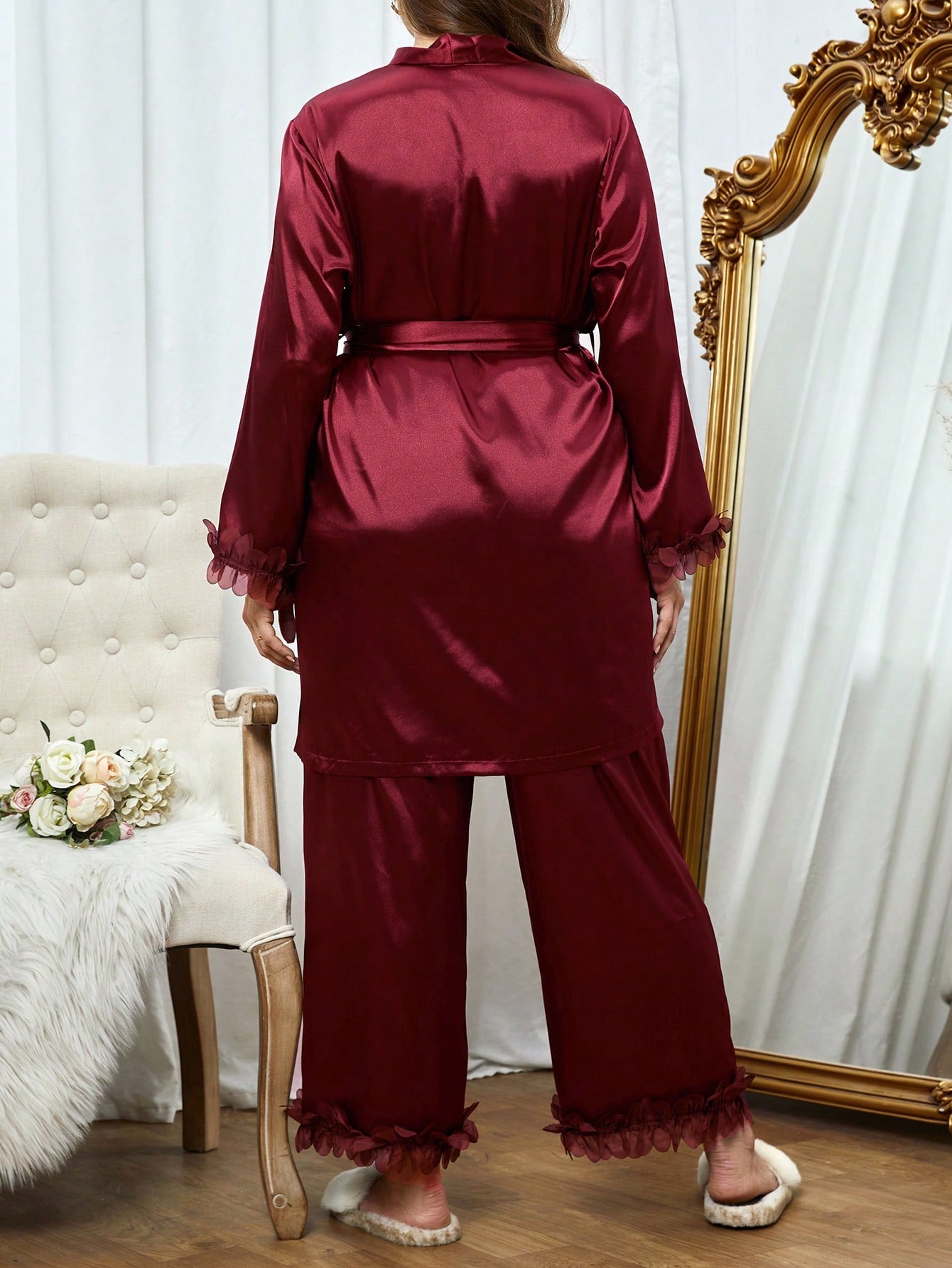 Satino pižama su chalatu SilkySet MN0251 (XL-5XL)
