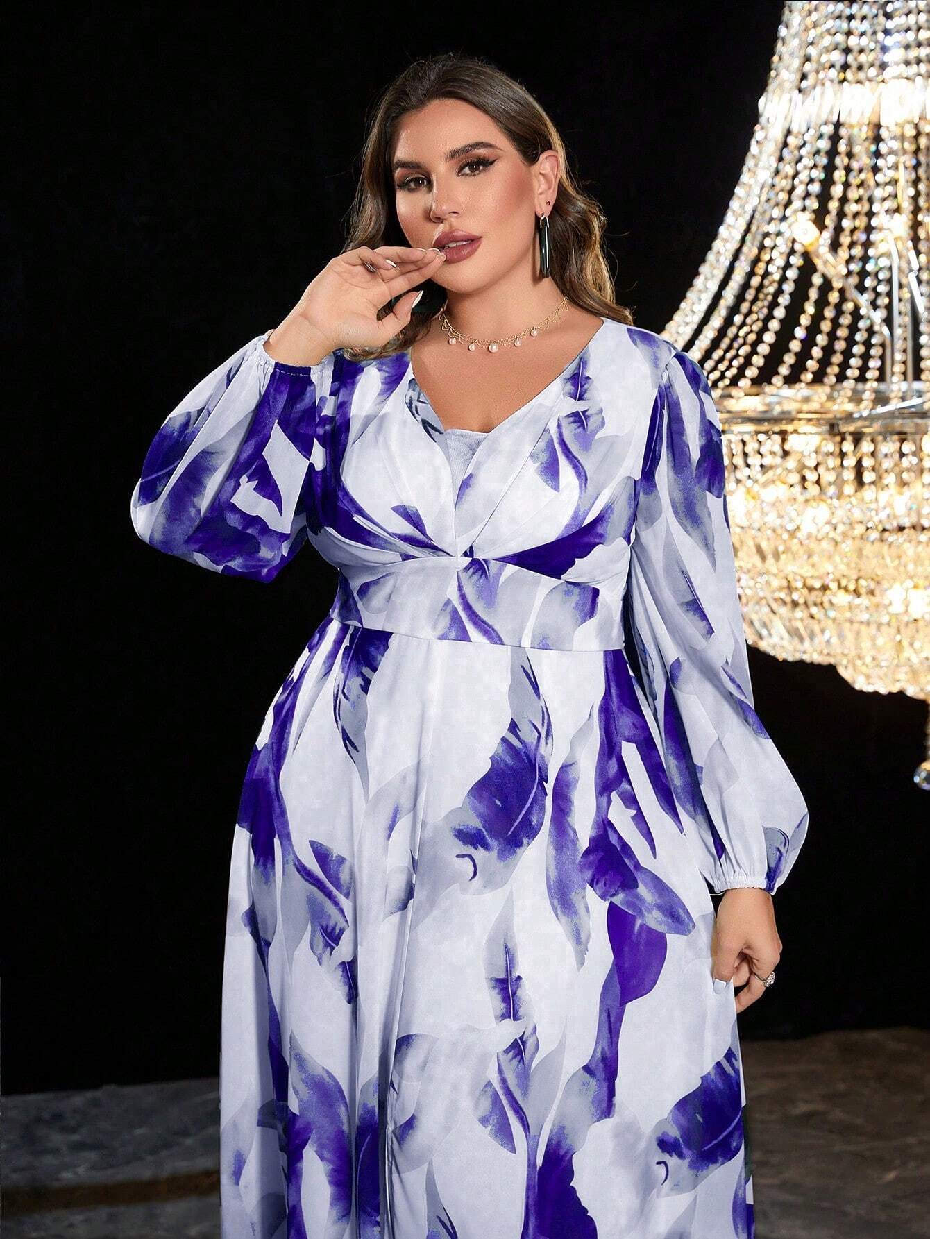 Tropinio rašto suknelė SilkySet WD0103 (XL-4XL)