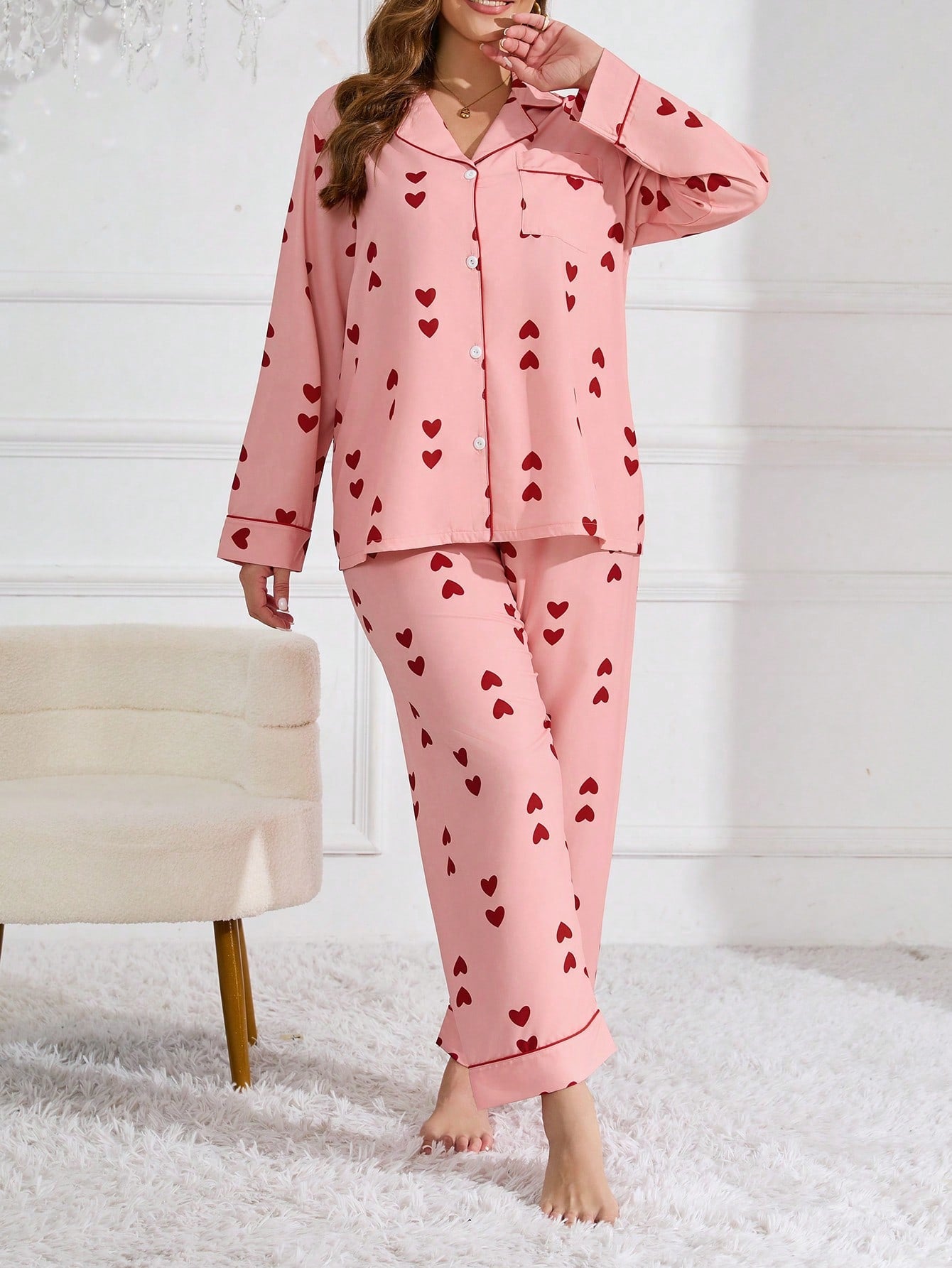 Moteriška pižama su širdelėmis SilkySet MN0451 (XL-5XL)