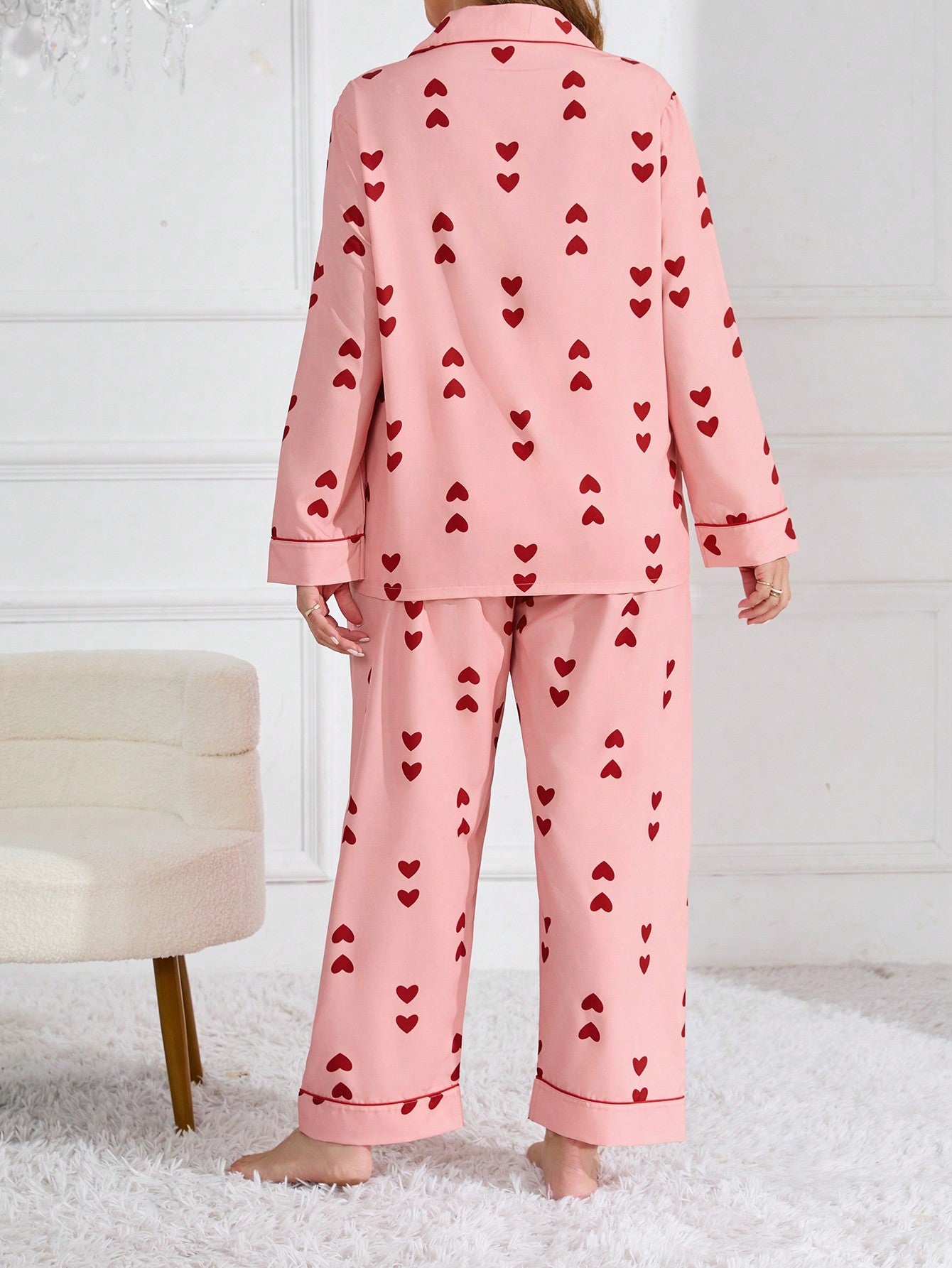 Moteriška pižama su širdelėmis SilkySet MN0451 (XL-5XL)