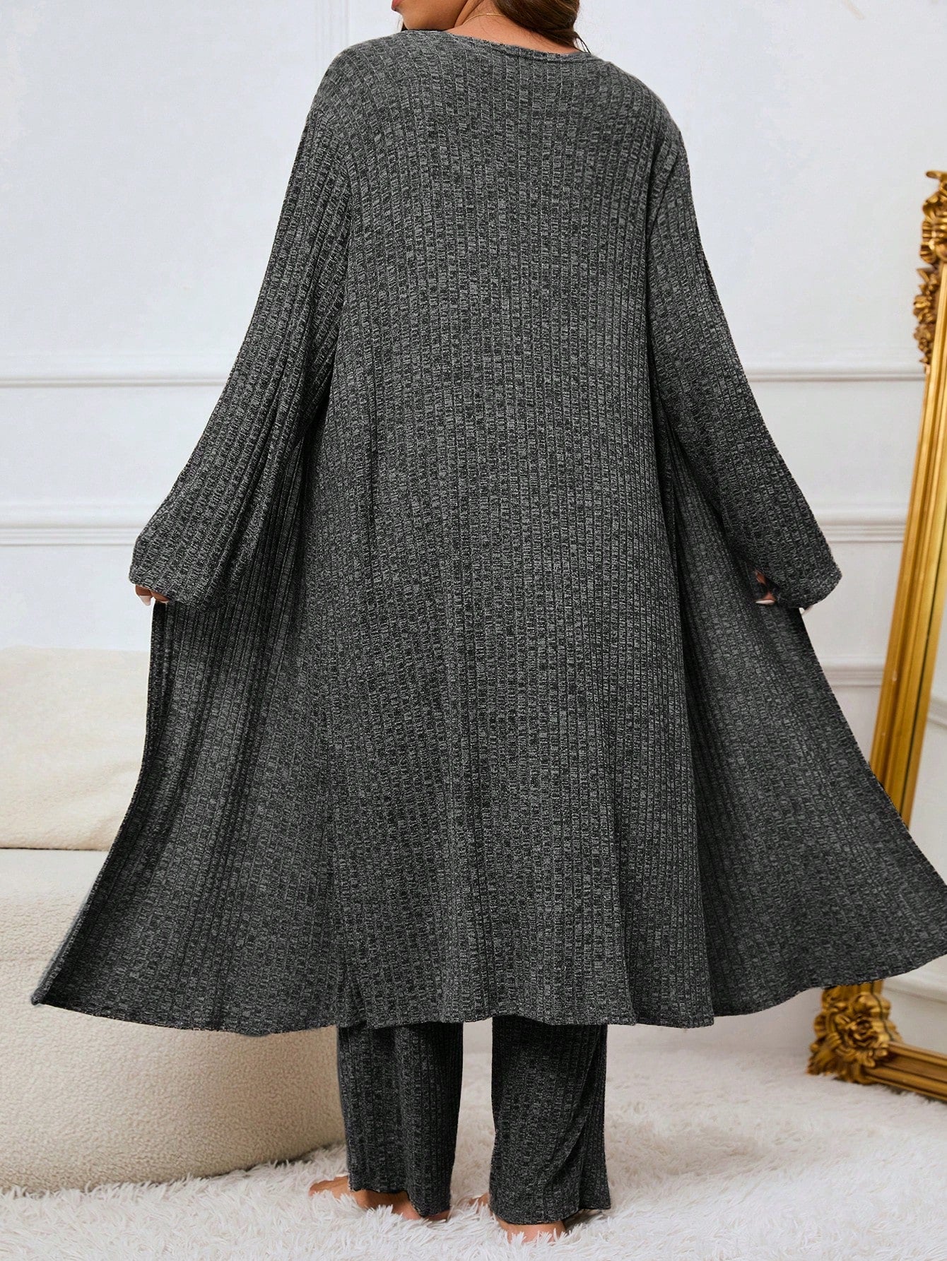 Megztas namų komplektėlis su chalatu SilkySet MN0244 (XL-5XL)