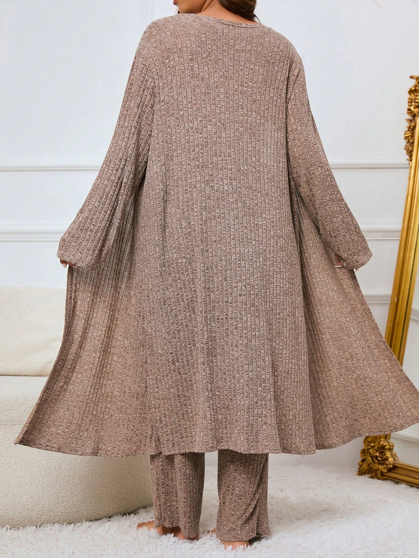Megztas namų komplektėlis su chalatu SilkySet MN0244 (XL-5XL)