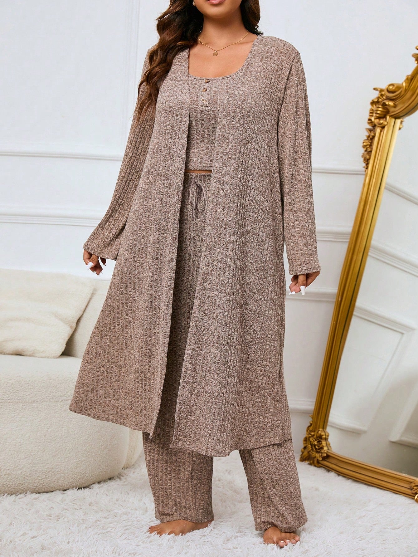 Megztas namų komplektėlis su chalatu SilkySet MN0244 (XL-5XL)