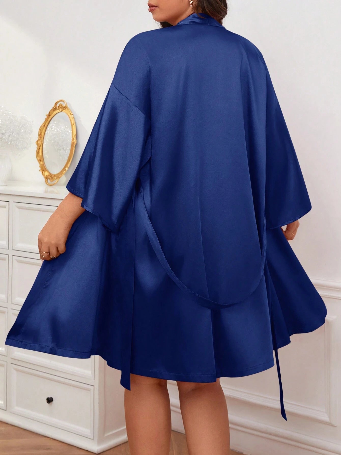 Satino naktinukai ir chalatas (XL-5XL) SilkySet MN0290