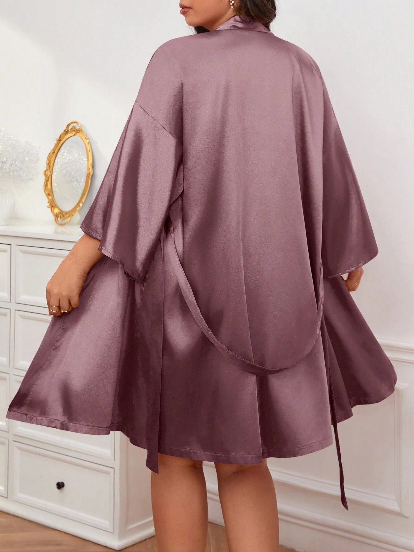 Satino naktinukai ir chalatas (XL-5XL) SilkySet MN0290