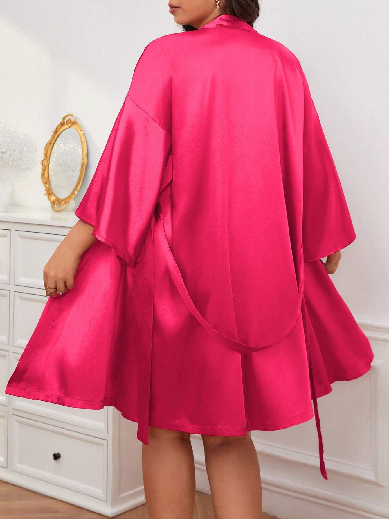 Satino naktinukai ir chalatas (XL-5XL) SilkySet MN0290
