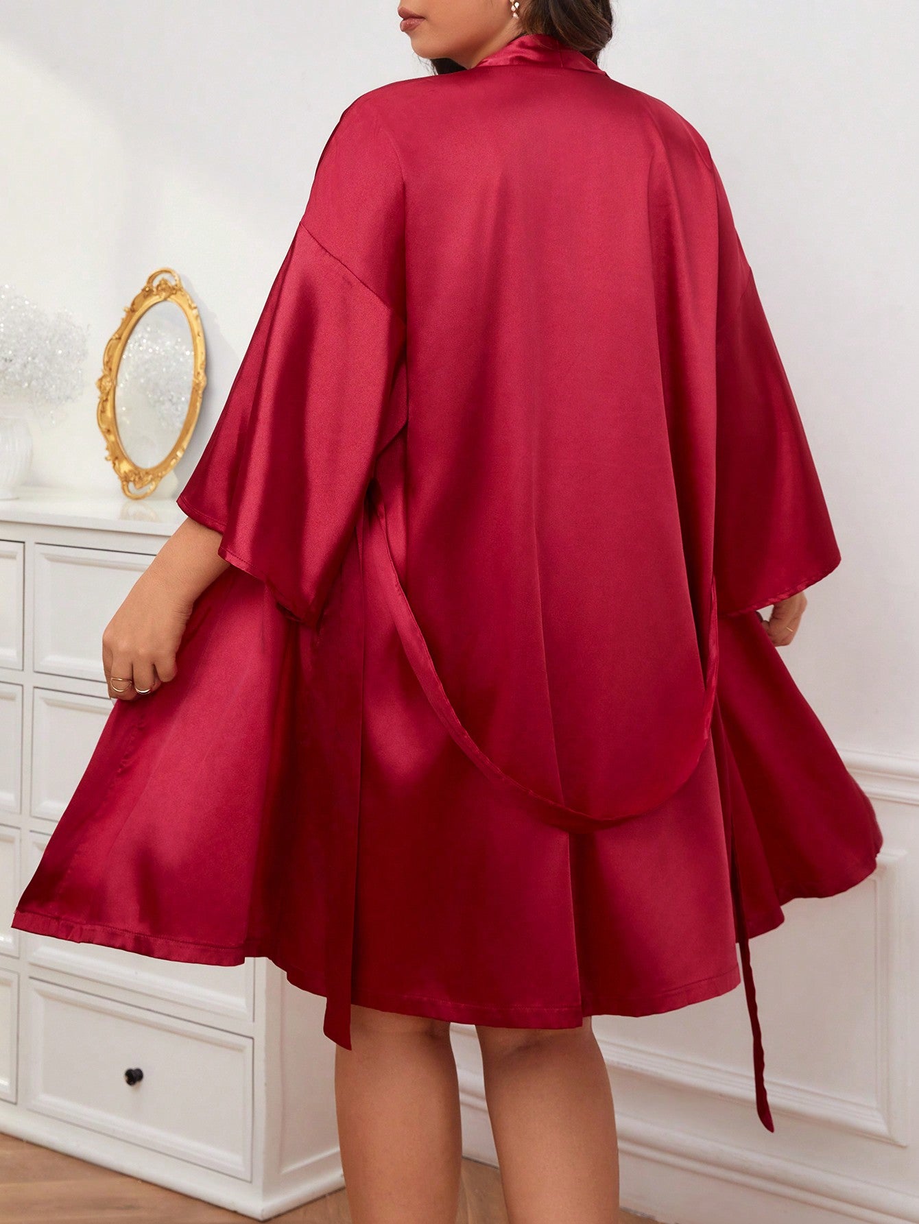 Satino naktinukai ir chalatas (XL-5XL) SilkySet MN0290
