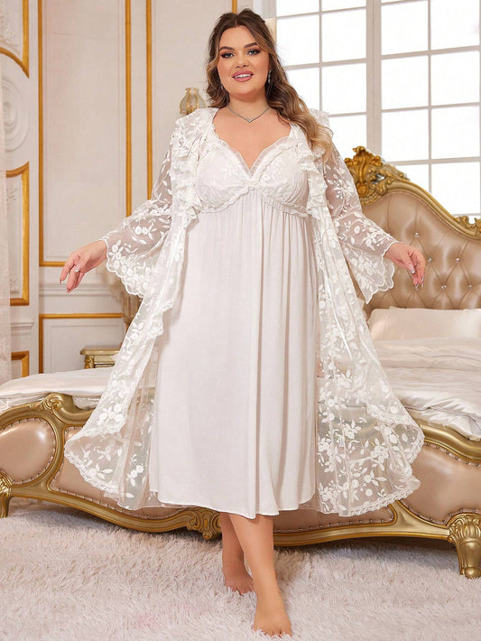 Moteriški naktinukai ir chalatas SilkySet MA0518 (XL-4XL)