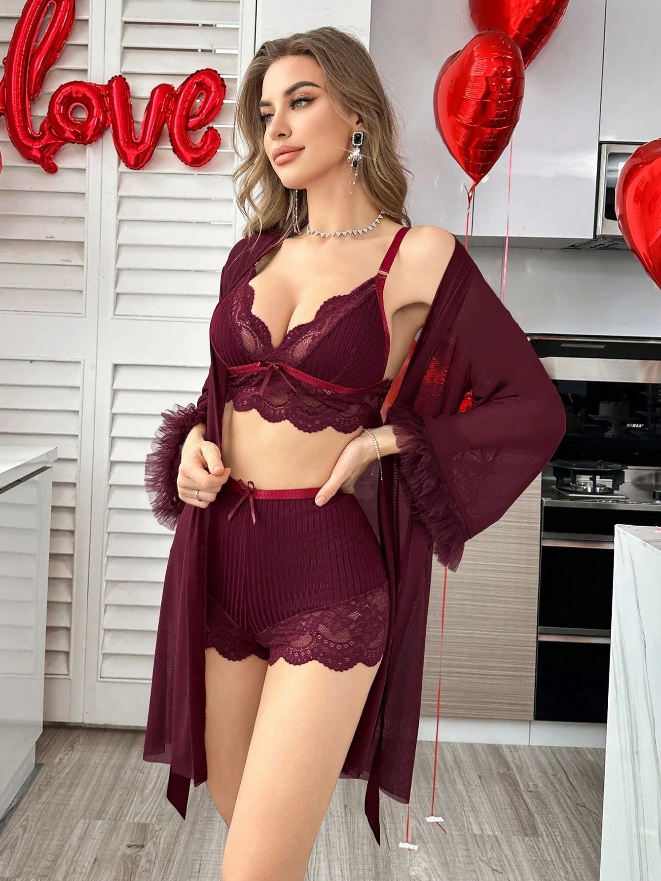 Seksuali pižama su chalatu SilkySet MN0560