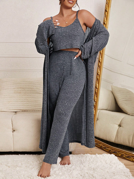 Megztas namų komplektėlis su chalatu SilkySet MN0243 (XL-5XL)